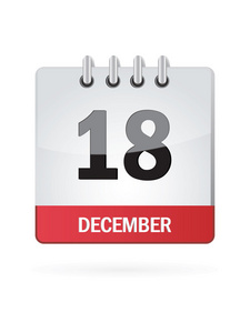 第十八届在白色背景上 12 月的日历图标