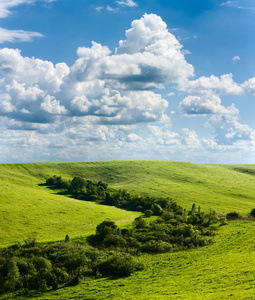 美丽的夏天景观和多云的天空