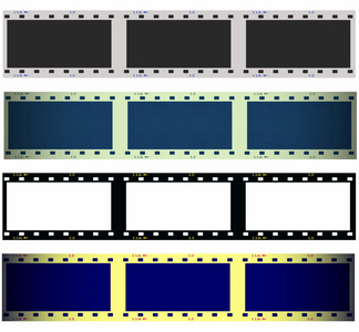 白色背景 纹理上孤立的集 35 毫米电影地带