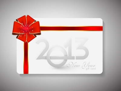 红丝带快乐新年庆祝活动的礼品卡。10 eps