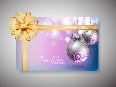 红丝带快乐新年庆祝活动的礼品卡。10 eps