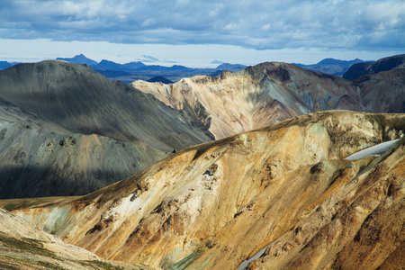 在日落的冰岛 landmannalaugar 山