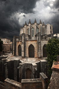 大教堂德赫罗纳的视图。西班牙
