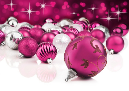 与星光背景粉红色装饰圣诞装饰品