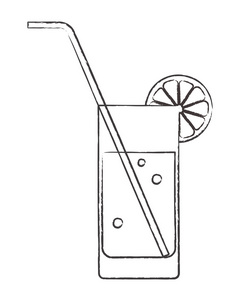 鸡尾酒杯与柠檬和吸管