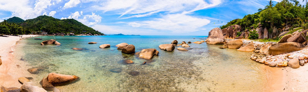 水晶湾热带海滩在苏梅岛，泰国