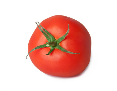 新鲜番茄具有隔离在白纸上的阴影
