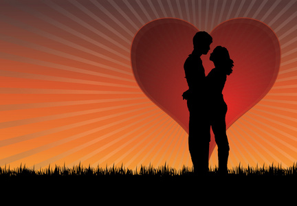 情侣接吻剪影图片-情侣接吻剪影素材-情侣接吻剪影插画-摄图新视界