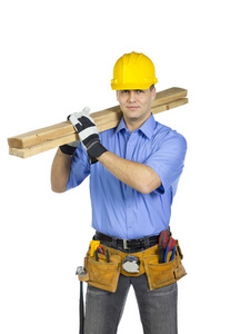建筑工人与木头