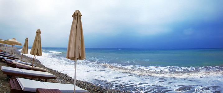 恶劣的气候和地中海海滩，塞浦路斯的全景