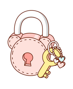 粉红色锁粉红色的锁和钥匙照片