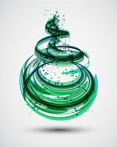 抽象绿色螺旋的背景。矢量