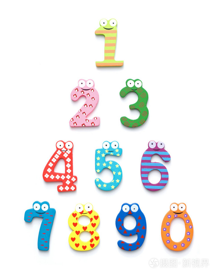 在白色背景上孤立的有趣数字