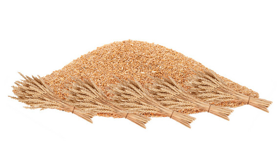 大堆的谷物与小麦一扎照片