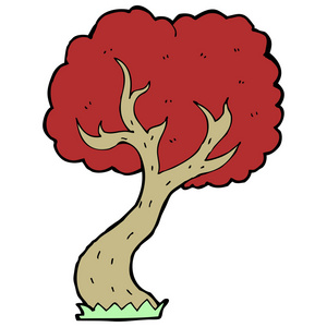 卡通红色树