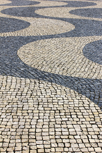 典型的葡萄牙路面在里斯本，葡萄牙的详细信息