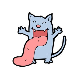 卡通快乐猫伸出舌头