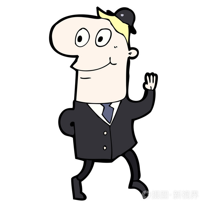 友好卡通商人挥手告别