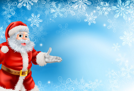 蓝色雪花和圣诞老人背景