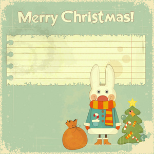 白色兔子圣诞卡片图片