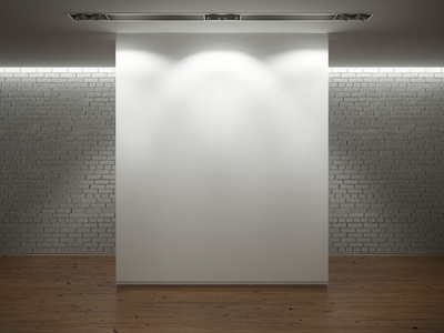 画廊的内部与空的白墙