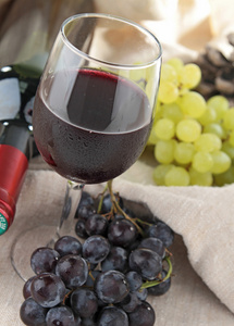 红葡萄酒和葡萄