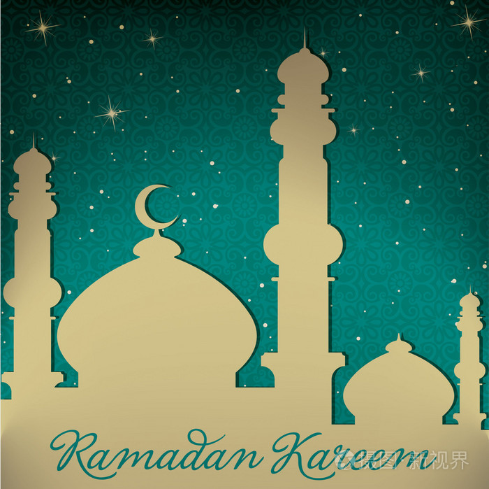 白色黄金白银清真寺和星星"斋月"(慷慨斋月) 卡