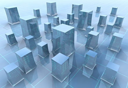 蓝色现代城市的矩形网格图或背景