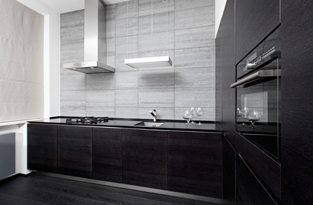 黑白色调的现代简约风格厨房室内的一部分