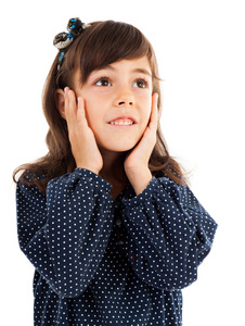 可爱的小女孩用很惊讶的表情照片