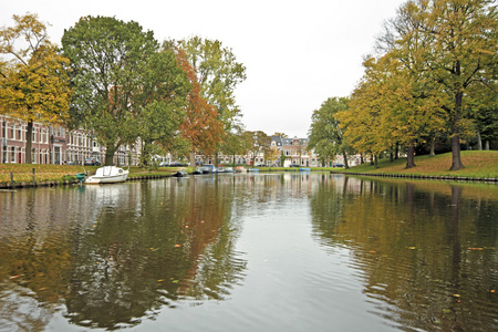 秋天在荷兰哈勒姆上灰色的一天
