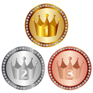 奖牌帧皇冠勋章黄金图标奖牌徽章头饰月桂树皇冠奖章桂冠图标皇冠皇冠