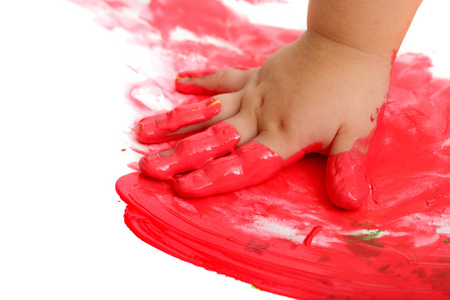 婴儿手绘画红色马赛克