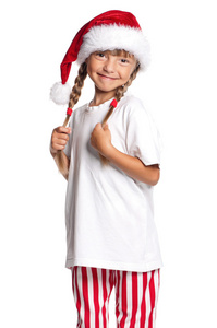 圣诞老人帽的小女孩