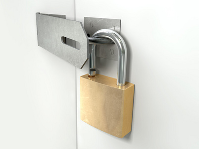 黄铜扣挂锁和搭扣解锁的视角照片