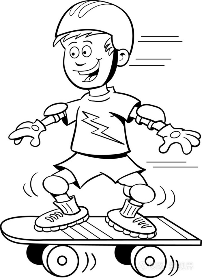 滑板男孩插画-正版商用图片1aezzv-摄图新视界