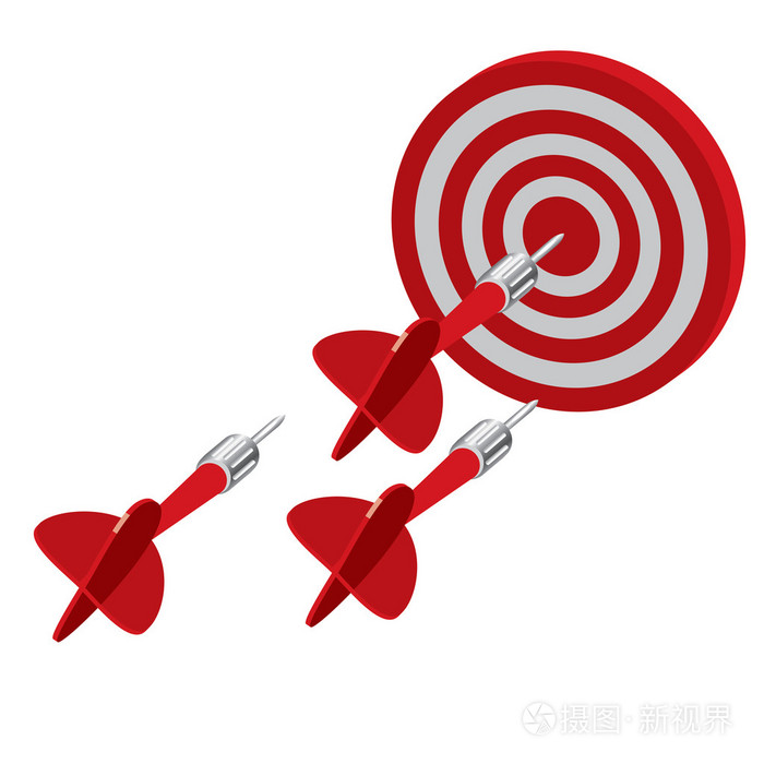 在目标上飞镖, 矢量图中,在白色背景上孤立