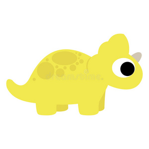 一个矢量可爱的卡通黄色恐龙孤立