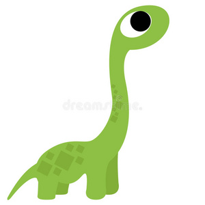 一个矢量可爱的卡通绿色恐龙孤立