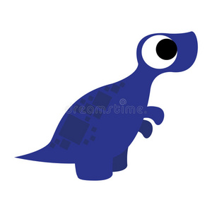 一个矢量可爱的卡通蓝色恐龙孤立