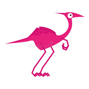 一个矢量可爱的卡通粉红色恐龙孤立