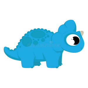一个矢量可爱的卡通蓝色恐龙孤立