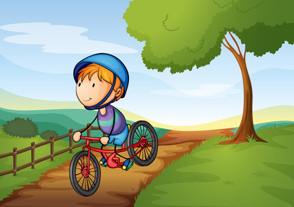 一个男孩和一辆自行车
