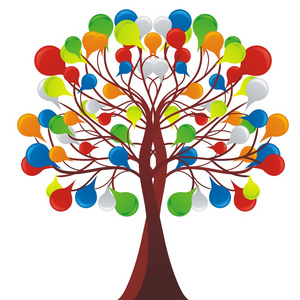 社会网络树框架与图标的沟通。矢量插画