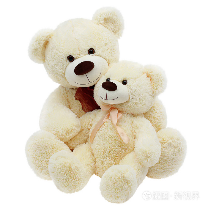 在白色背景上的两个teddybears