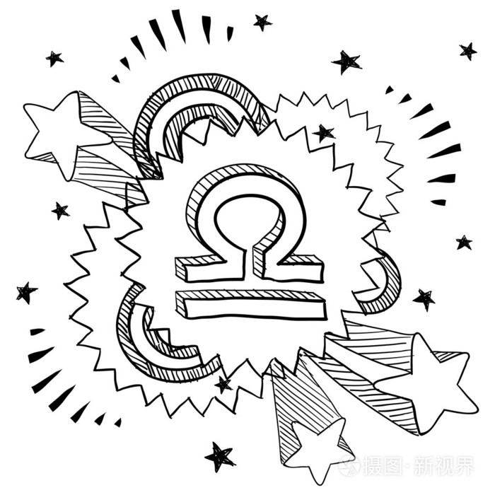 天枰座生肖流行素描插画-正版商用图片1agjqr-摄图新视界