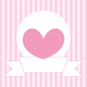 矢量婚礼卡或婴儿送礼会请柬用粉红色的心