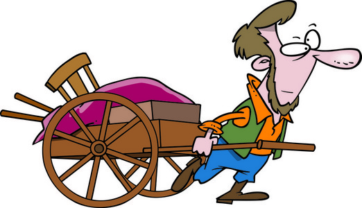 卡通阿米什人拉车照片