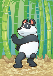 个连续的行中绘制多边形的抽象熊猫剪影一个笔记本电脑和卡通熊猫在白