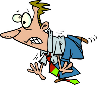 卡通的商人绊倒照片